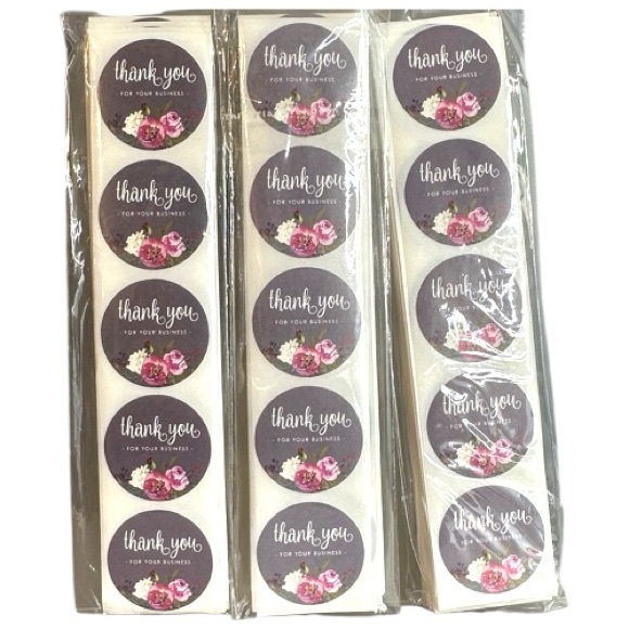 300 1 Inch Floral Thank You Stickers for Business - Picture 2 of 4